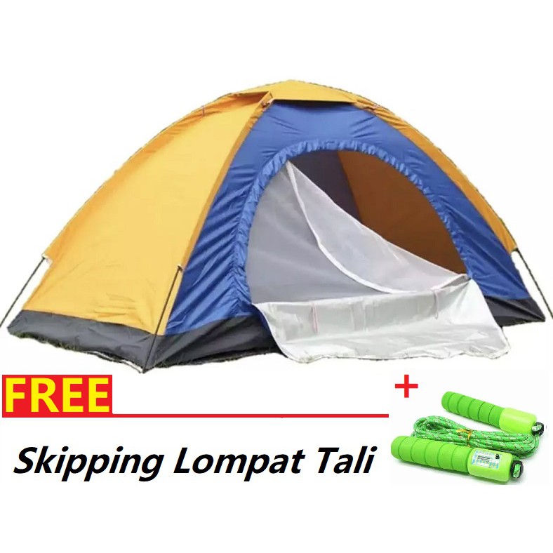 Hot Promo ！Tenda Camping 4-5 Orang 200cm x 200cm PE 460 + Free Tali Skipping Lompat Tali 1 pcs