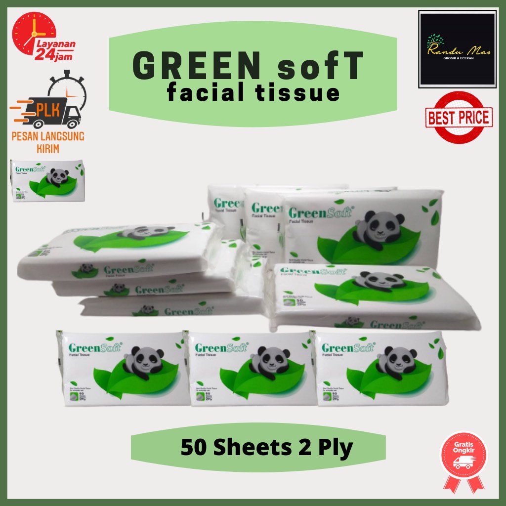 Tissue Wajah Facial Travel Pack Green Soft Facial Tisu Saku Isi 50 Sheets Sheets 2 Ply Murah