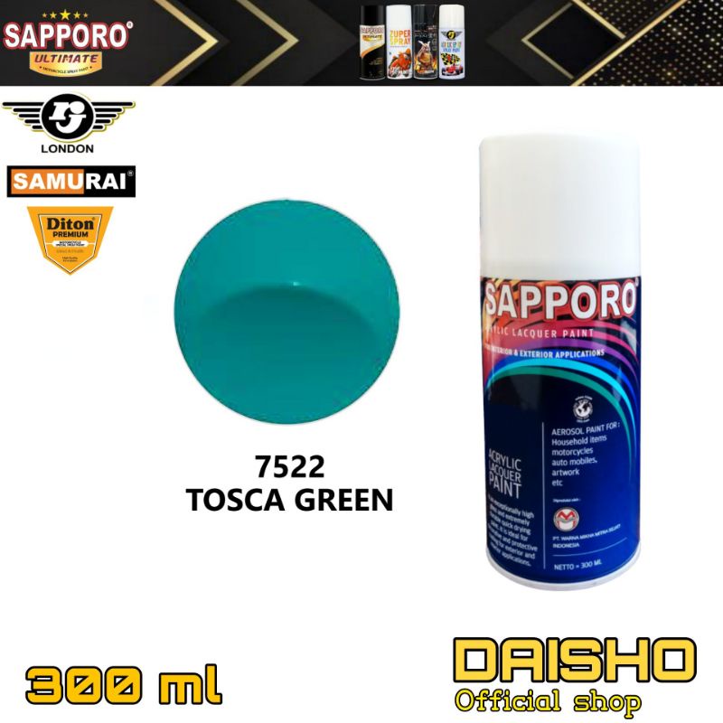 sapporo tosca green 7522 300ml cat semprot spray paint pilok pilox pylox