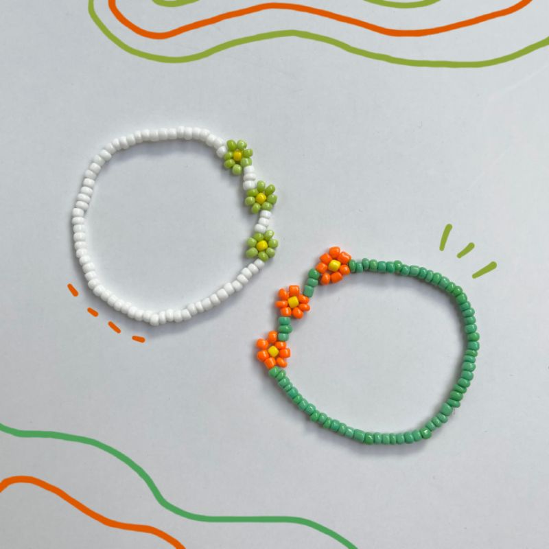 gelang kpop / gelang daisy / gelang bunga / gelang korea (bunga hijau)