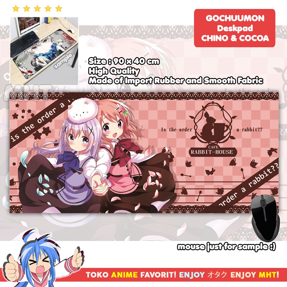 Mousepad Anime Gaming - Deskpad - Gochuumon : Chino &amp; Cocoa