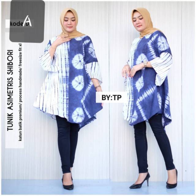 Tunik asimetris shibori