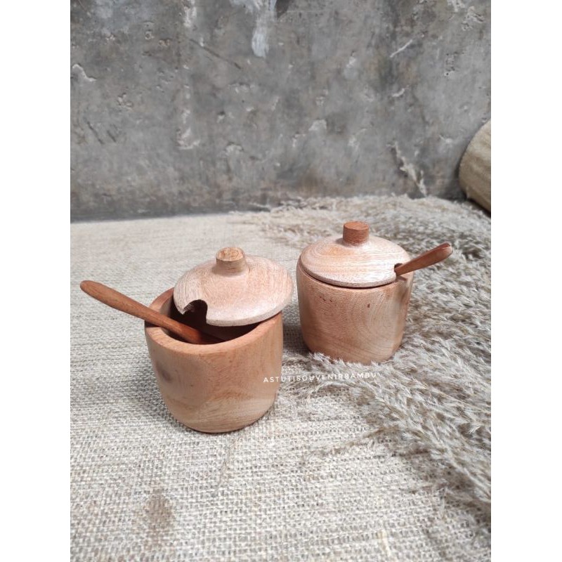 WADAH BUMBU SET KAYU MAHONI / tempat bumbu / wadah serbaguna / zerowaste / kerajinan kayu