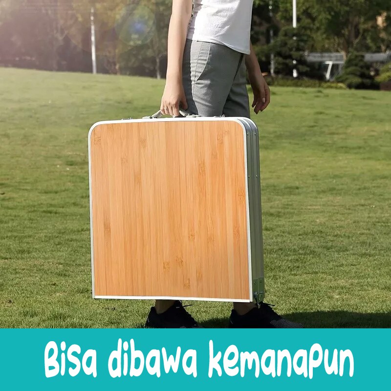 BISA COD Meja Lipat Portable Termurah Meja Kerja Serbaguna MEJA KAKI KOTAK+ KURSI Uk 120cm x 60cm Model Kaki Bulat