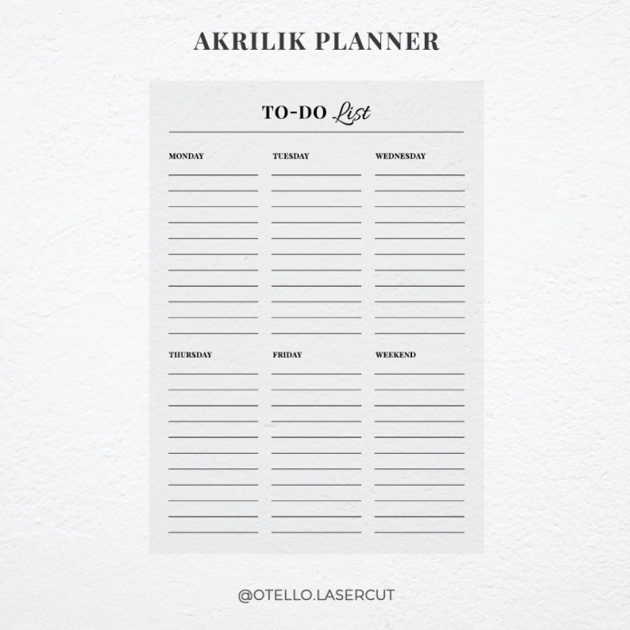 

[RESTOCK] To Do List Weekly Planner Akrilik | Wall Planner Dinding Schedule - 21 x 30 cm
