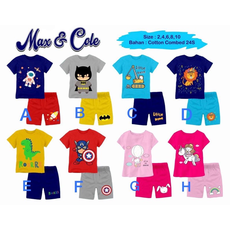 Setelan Baju Anak Karakter Max &amp; Cole ( Setelan Baju Murah )