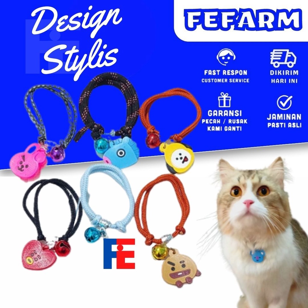 Kalung Kucing BTS Kalung Kucing Unik Keren Karakter Aksesoris Kucing FEFARM