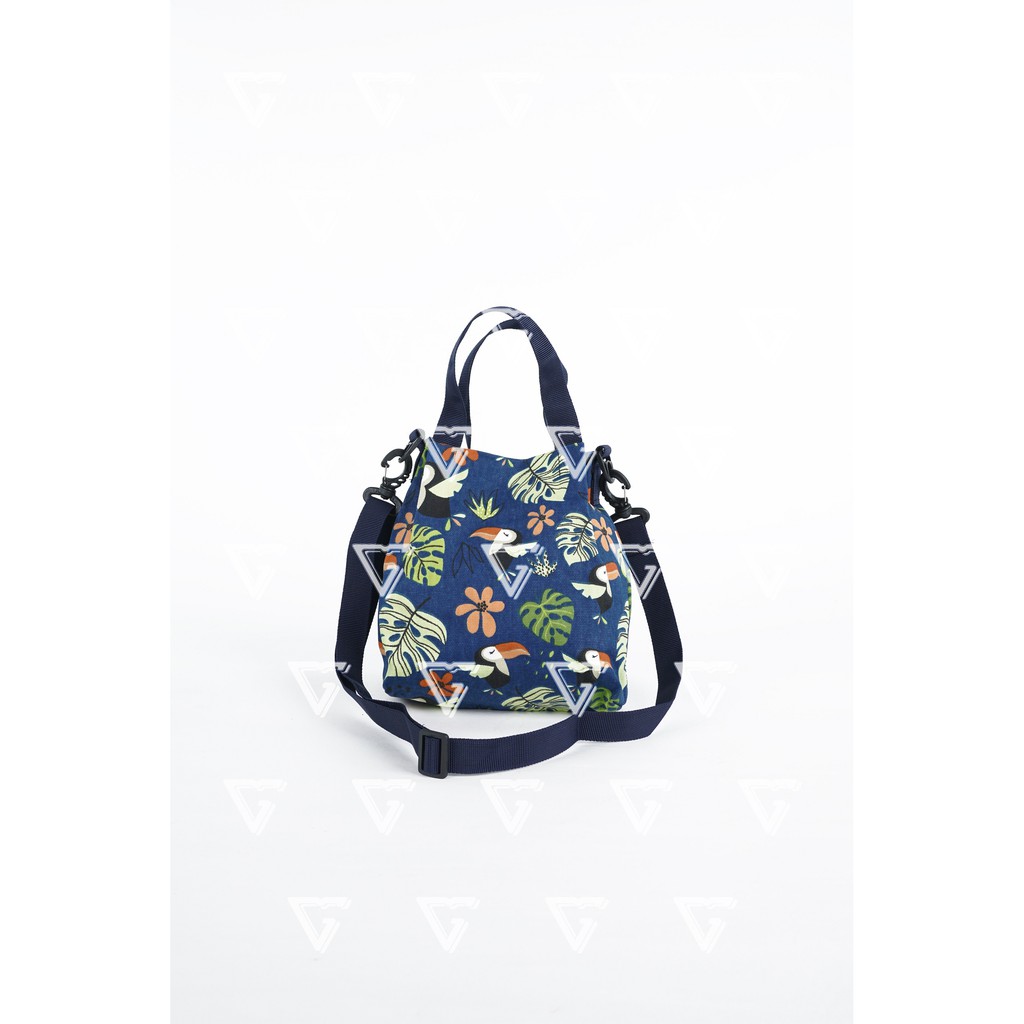 tas sling bag wanita korean style mini kekinian 2021 Motif Rangkong Navy