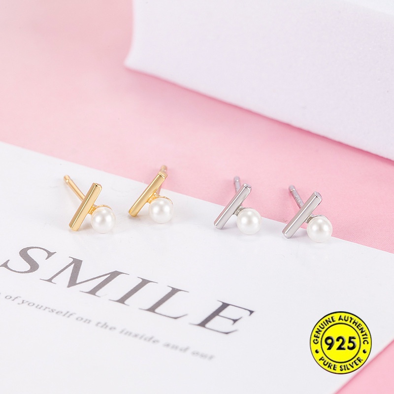 Anting Tusuk Silver S925 Anti Air Hias Mutiara Untuk Wanita