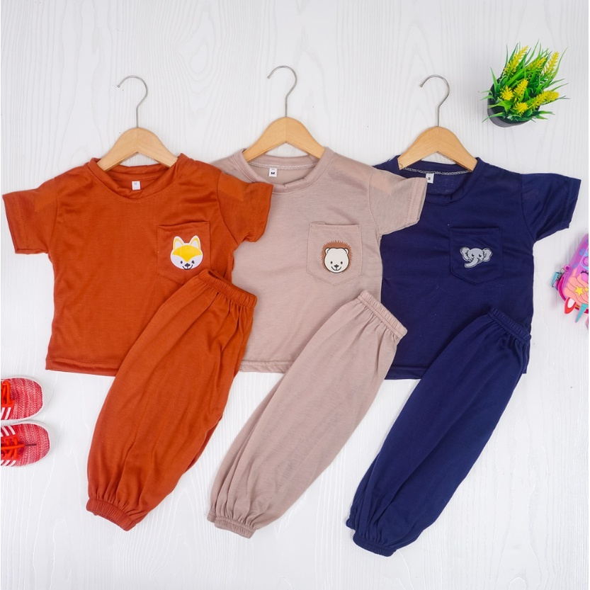 Setelan Anak Unisex Smilee Jojo Size 1-5Tahun / Setelan Anak Kantong S24