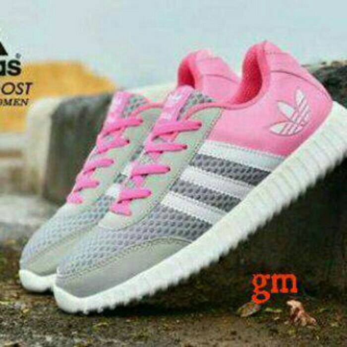 SEPATU KETS SNEAKER WANITA CEWEK TALI ADIDAS YEEZY OLAHRAGA ABU PINK KULIAH SEKOLAH KOREA MURAH