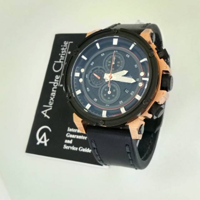 Jam Alexandre Christie AC 6375 MC black rosegold.  Jam tangan pria