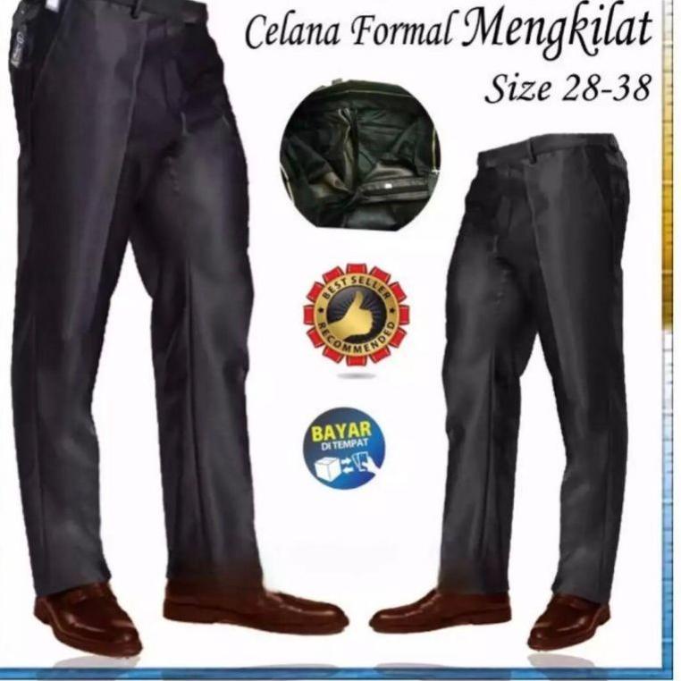 ね Celana Kantor Pria Bahan Mengkilat Slim Metallic Keren Realpict Trend Terkini 27 38 パ