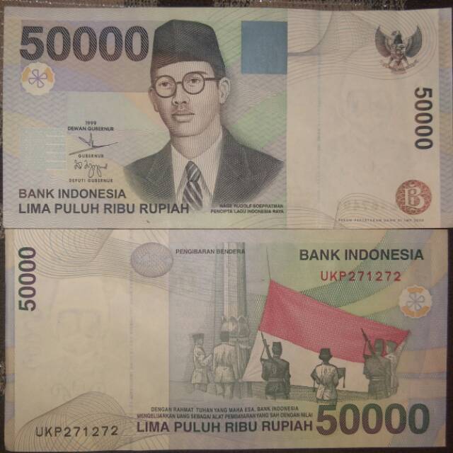 UANG KUNO UANG MAHAR 50000 RUPIAH WR SUPRATMAN 1999 GRESS