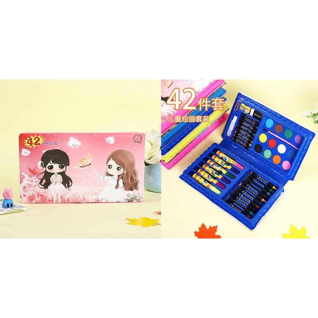 Set 42 Pcs Krayon Pensil Warna Mewarnai Crayon Set Menggambar