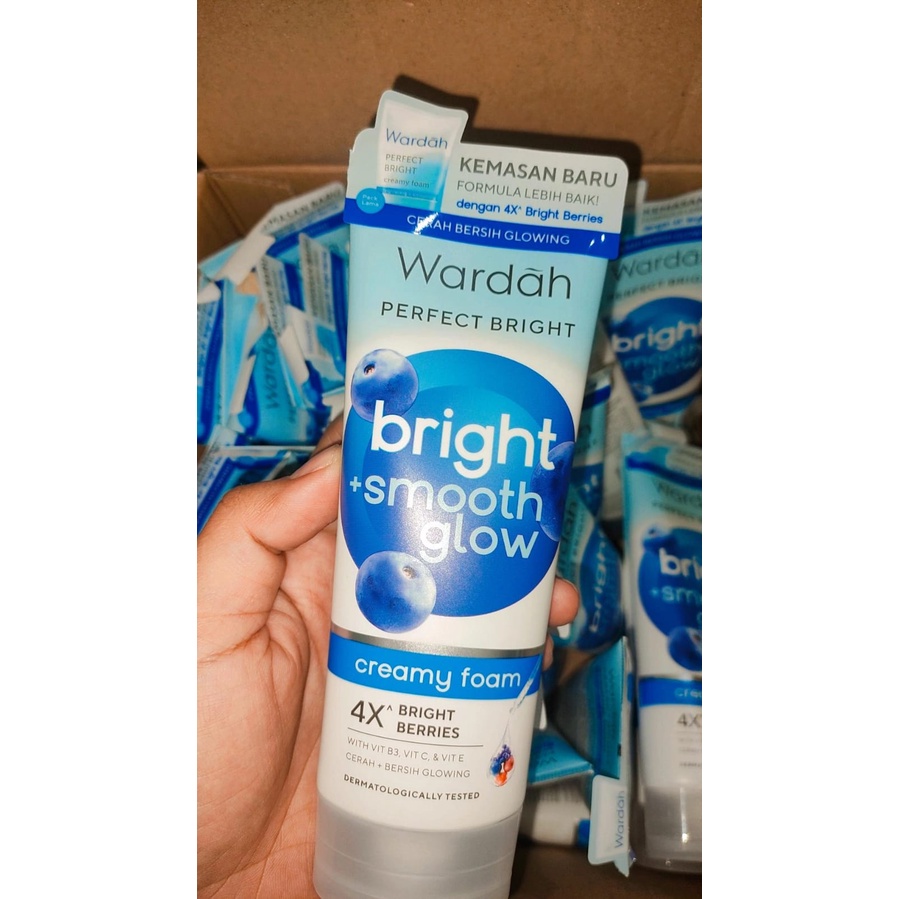 ❤️GROSIR❤️ KEMASAN BARU !!! Wardah Perfect Bright Creamy Foam Bright + Smooth Glow 100ml (BIRU)