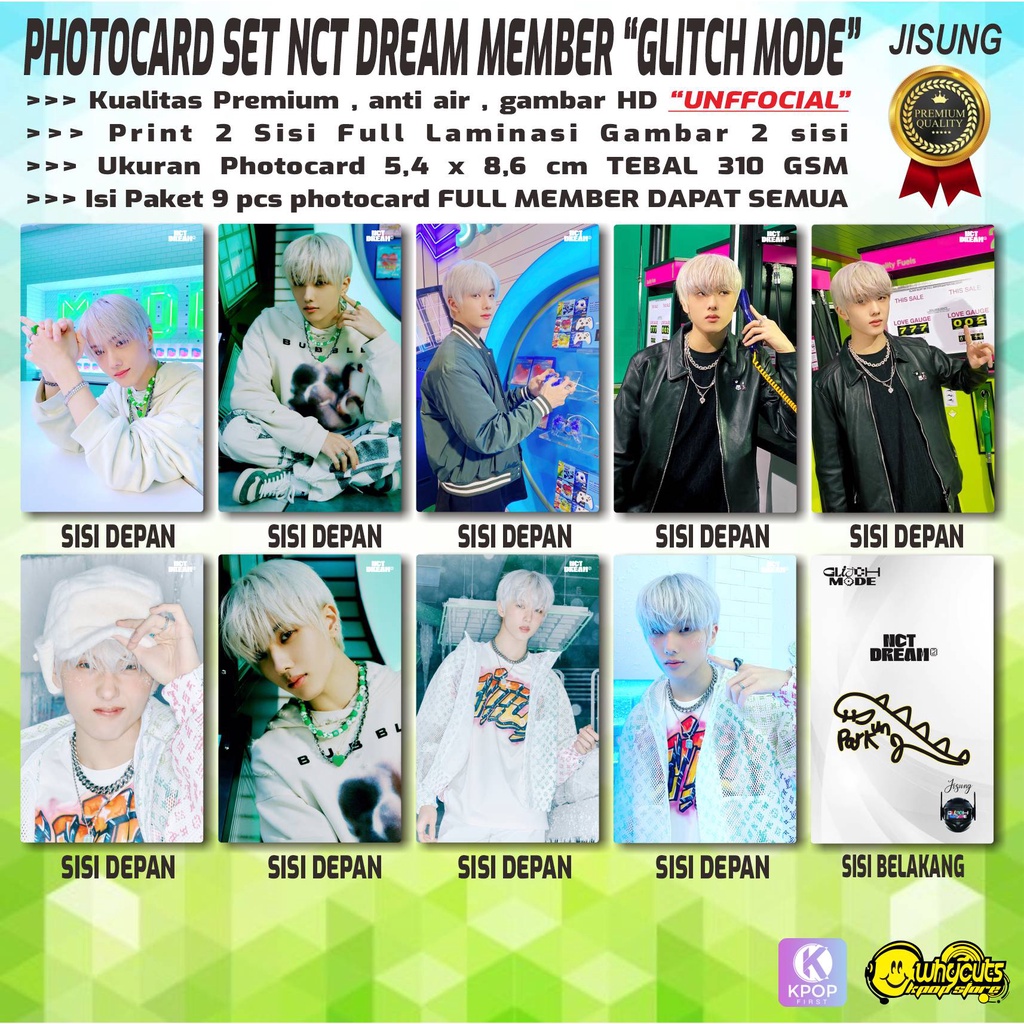 PHOTOCARD SET PC KPOP PREMIUM NCT DREAM MEMBER GLITCH MODE  / PRINT 2 SISI FULL LAMINASI SUPER GLOSSY / ANTI AIR / ISI 9 PCS