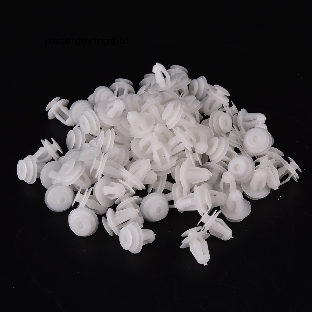 // justenjoyingg.id // 100 x Car White Plastic Trim Door Panel Retainer Nails Fastener 8.2mm Hole ~