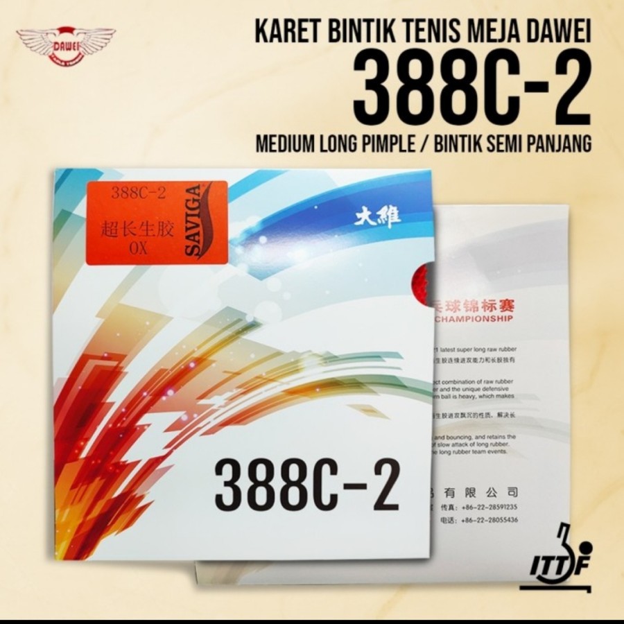 Karet Bintik Semi Pingpong Tenis Meja Dawei Saviga 388C - 2 Jahat