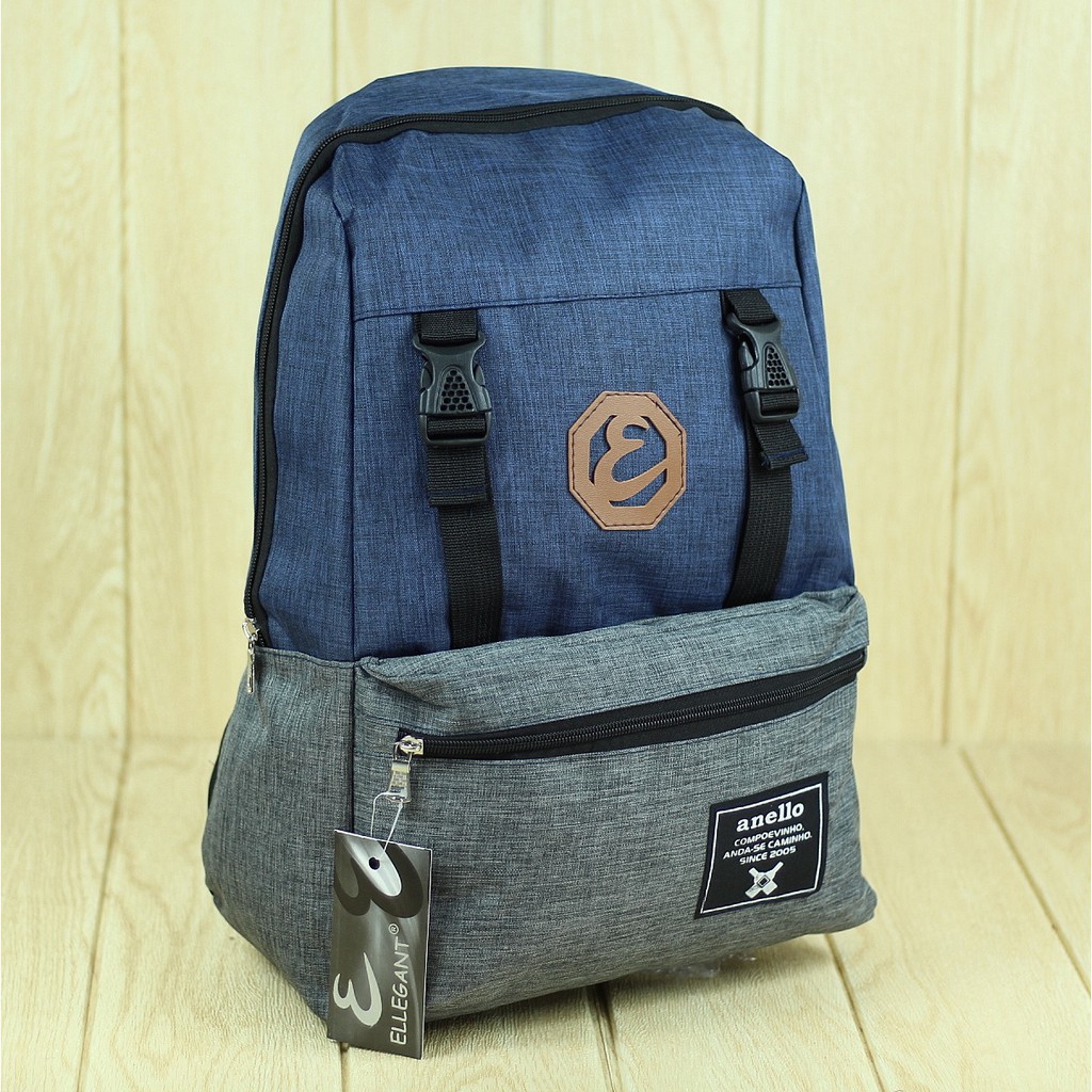 Back Pack Anello Abu Navy Ransel Perempuan Sekolah Trendy Berkualitas Tas Gendong SD SMP SMA