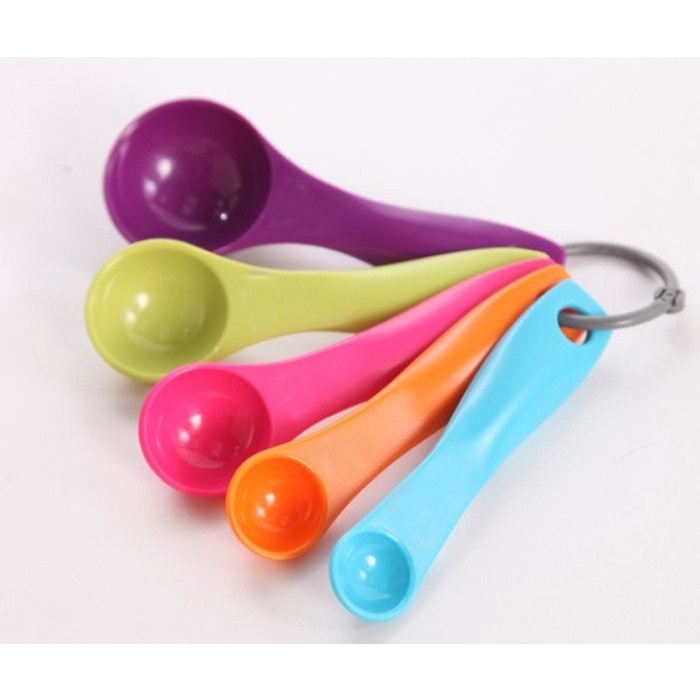 Sendok Takar Plastik (1 Set Isi 5) - Plastic Measuring Spoons / Sendok Takar Plastik / sendok timbangan kue Sendok ukur Set / Sendok Timbangan / Sendok Takar / Sendok Takaran Cup Gram Kue Sendok Takar Bumbu 5 in 1 Set Ukuran ml Mililiter Liter