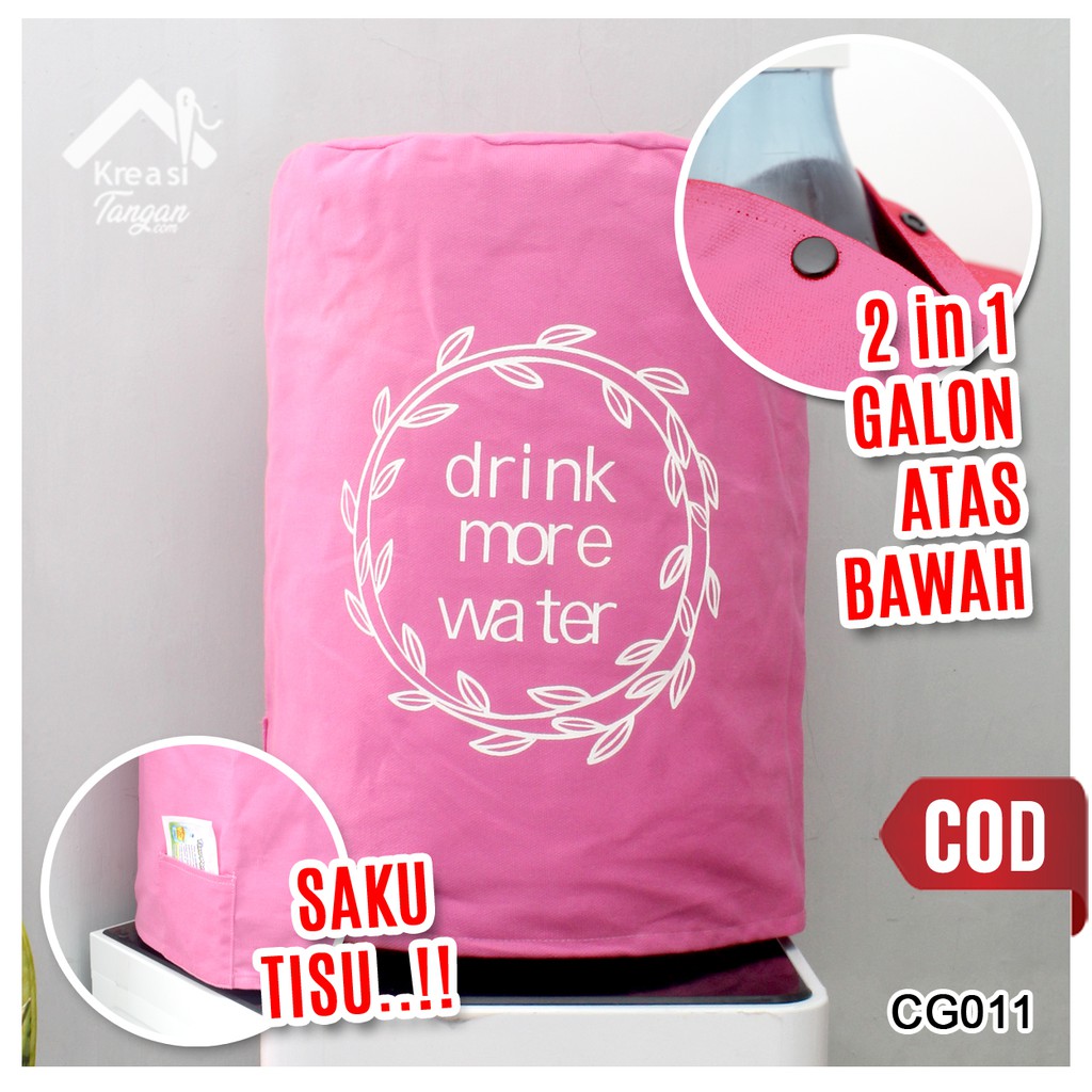 PAKET LEBIH MURAH - Cover Galon &amp; Cover Kulkas Warna Pink (Paket Polos-07)