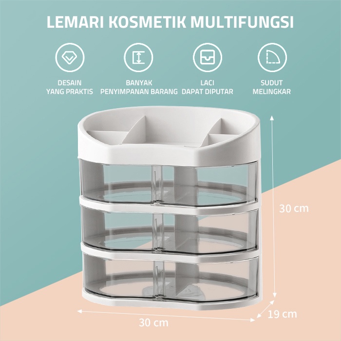 GM Bear Rak Kosmetik Kotak Makeup 1679 - Makeup Organizer Rotating Storage Box