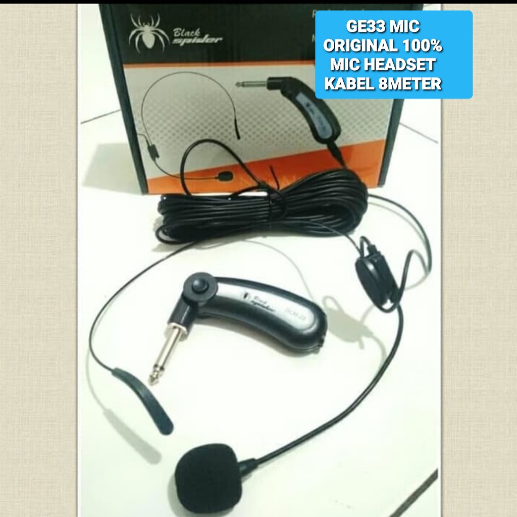 G33 Original 100% black spider mik mic headset kabel 8meter imam ceramah pidato Microphone bando kabel panjang mikropon cable Condenser peka sensitif Electret mikrofon vokal vocal audio sound sistem suara PROFESIONAL UNIVERSAL SERBA GUNA G33   KABEL 8 MET