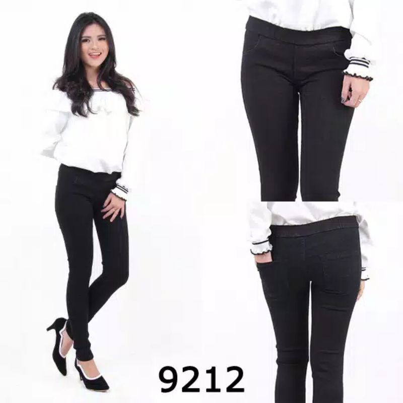 Legging Jegging Jeans Pinggang Karet Cewe Wanita Super Jumbo Big Size