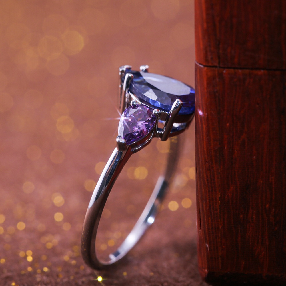 Hu Hu Hu Hu Hu Alat Bantu Pasang Kacamata♡ Cincin Wanita Hias Sapphire Amethyst Imitasi Untuk Pesta Pernikahanhadiah