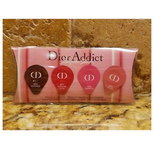 DIOR Addict Lacquer Stick Lipstick Sample Card + Brush