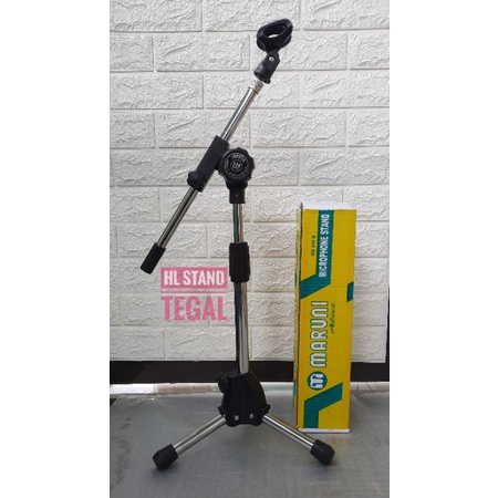 Stand Mic Maruni Pendek Silver +Holder mic