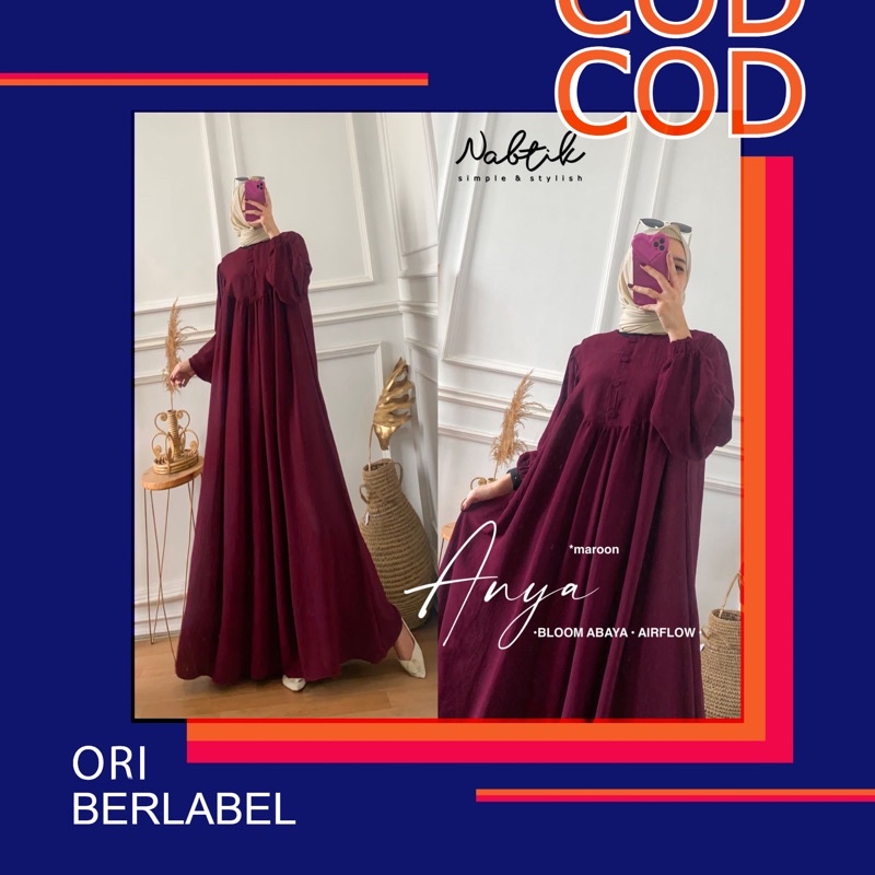 Anya Bloom Abaya Ori by Nabtik Gamis Crincle Airflow Premium