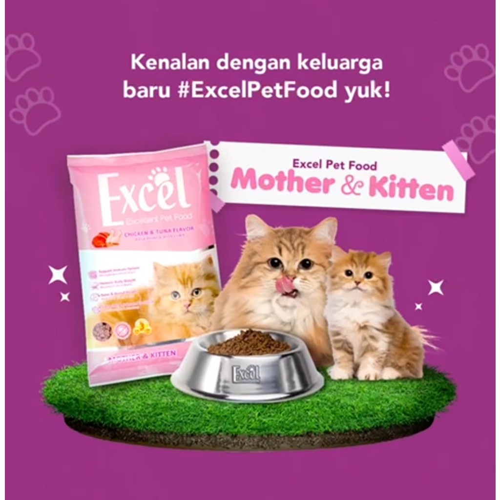 Makanan Kucing EXCEL Adult Mother and Kitten Kitten Excel cat food dry food 500 gram freshpack