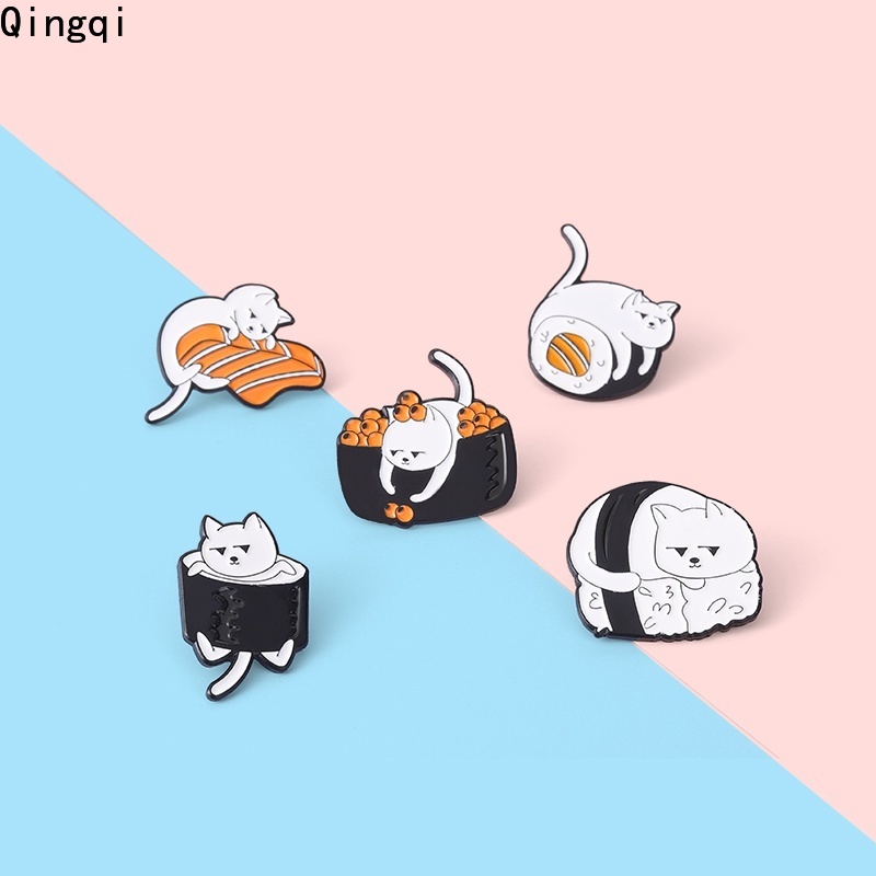 Bros Pin Enamel Bentuk Sushi Kucing Lucu Untuk Aksesoris Tas Ransel Topi