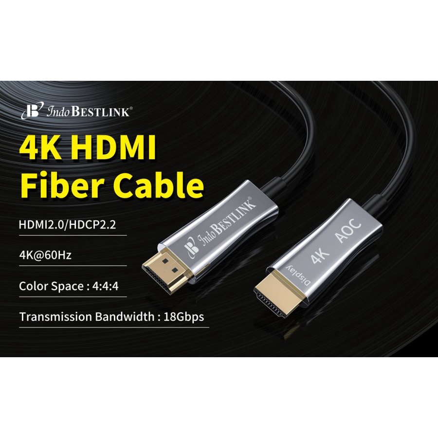 KABEL HDMI OPTICAL 100 METER - KABEL HDMI FIBER OPTIC ACTIVE OPTICAL V.2.0 ULTRA HD 4K indoBESTLINK