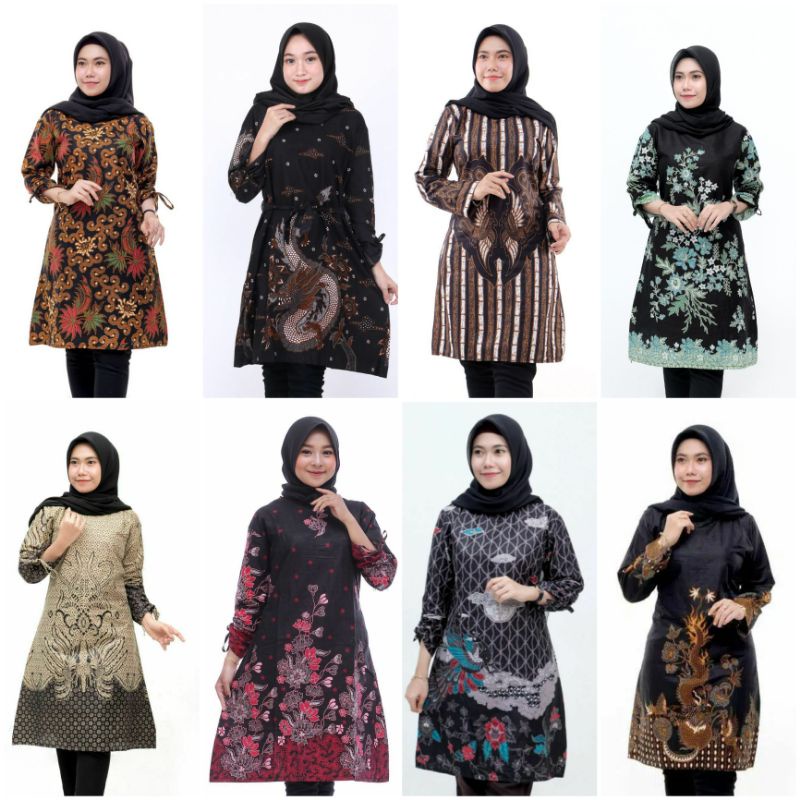 Blus Davina Lawasan Daun #3 Blouse Batik Cantik Seragam Kantor Kerja Modern Modis Muslim Terbaru