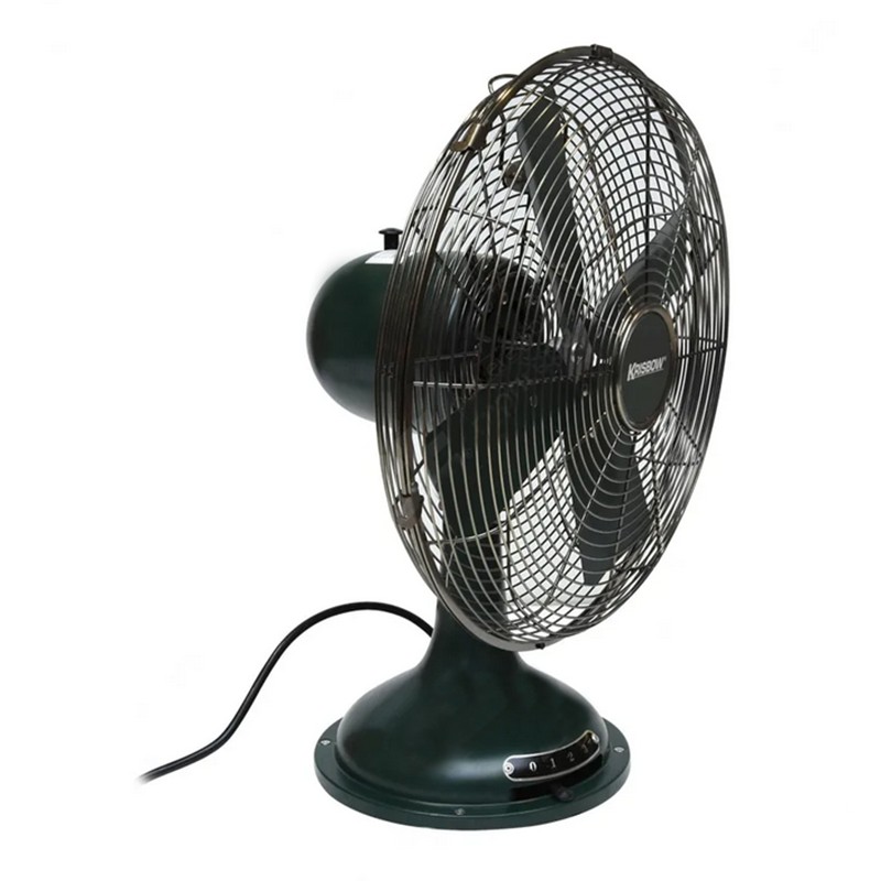 Krisbow Table Fan Vintage Hijau 14 Inch Kipas Angin Meja Dilengkapi Dengan 3 Tombol Classic Klasik