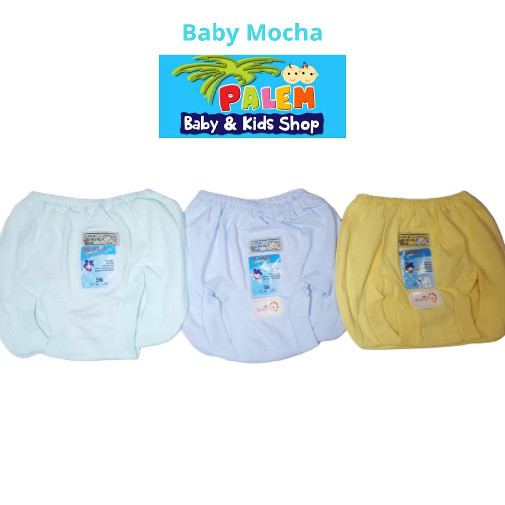 3pcs-baby mocha celana pop polos warna tebal 0-6bulan 104860