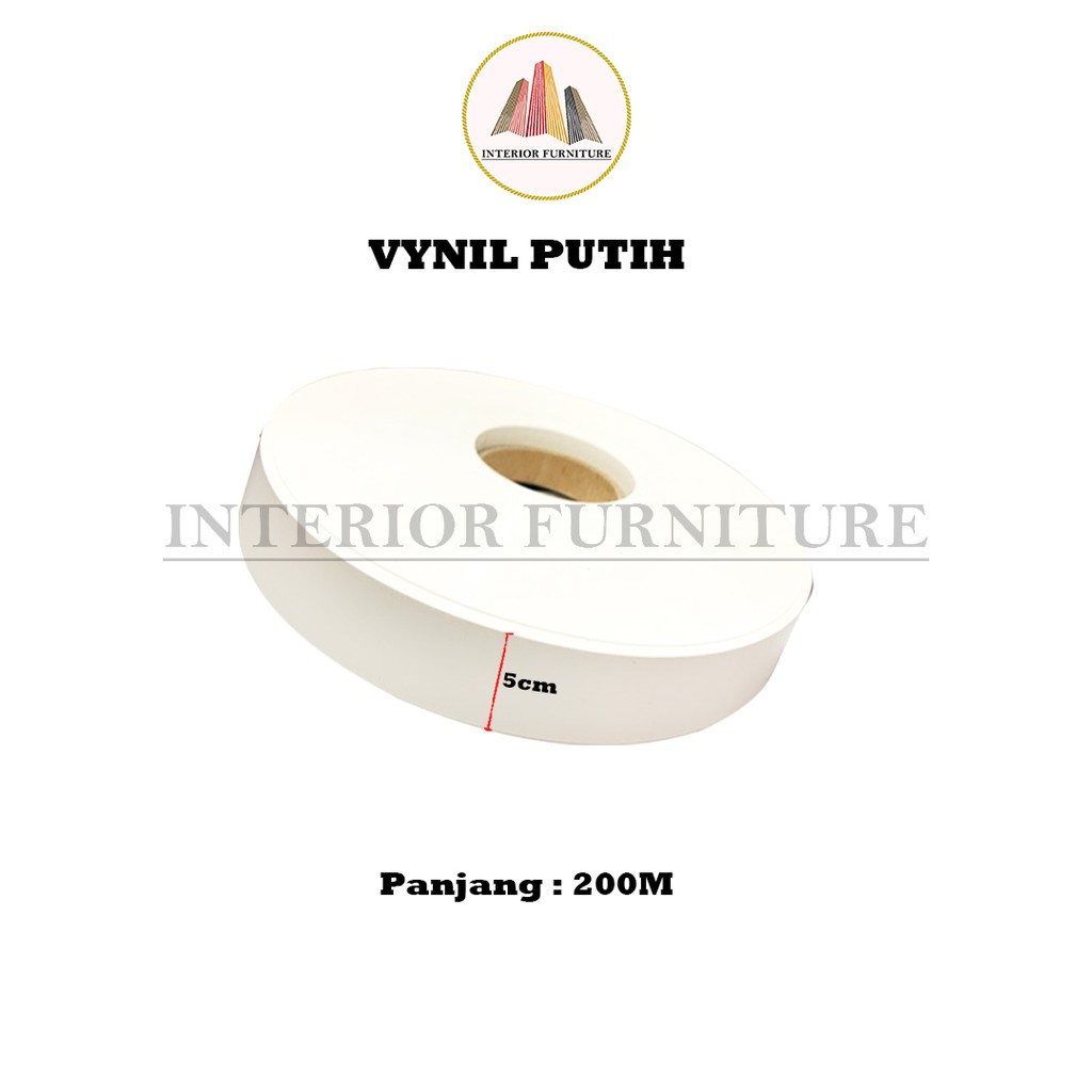 Vinyl Vinil Putih Dop Dof Edging Putih Plimir PVC Roll /Edging Putih Vynil Dop / Vinyl Vinil Putih Dof, Isi 1 Roll (200M)....5 cm (50 mm)