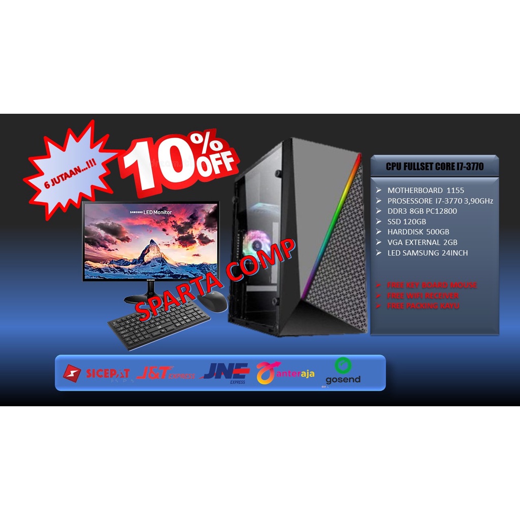 FULLSET PC CPU CORE I7-3770 + LED 24inch SUPORT GAME GAMING EDITING DESIGN