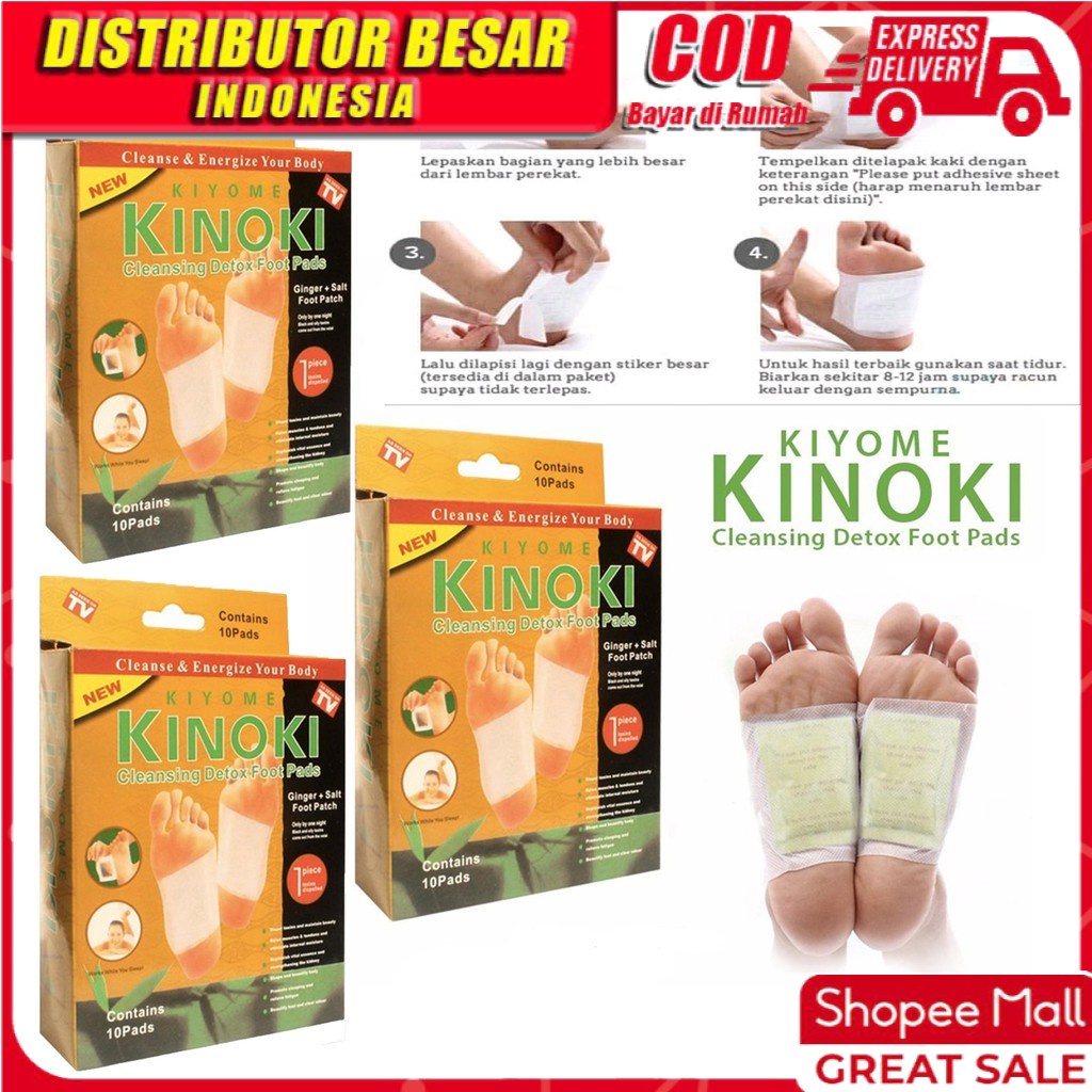 ORIGINAL 100% !! Kinoki Gold Foot Pads Emas Koyo Kaki detox asli 1 box isi 10 sachet