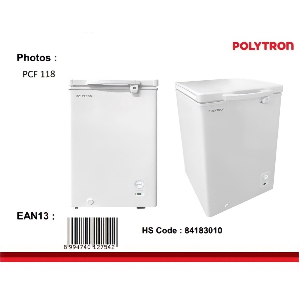 Polytron Chest Freezer / Freezer Box 100 Liter PCF 118 Pembeku 118