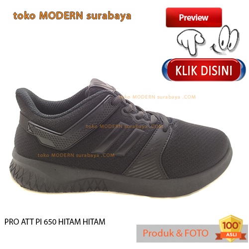 Sepatu pria sepatu casual sneakers tali PRO ATT PI 650 HITAM HITAM