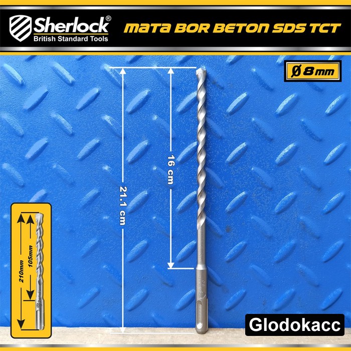 Mata Bor Beton SDS Material TCT / Sherlock Panjang 210 mm x Diameter 8 mm