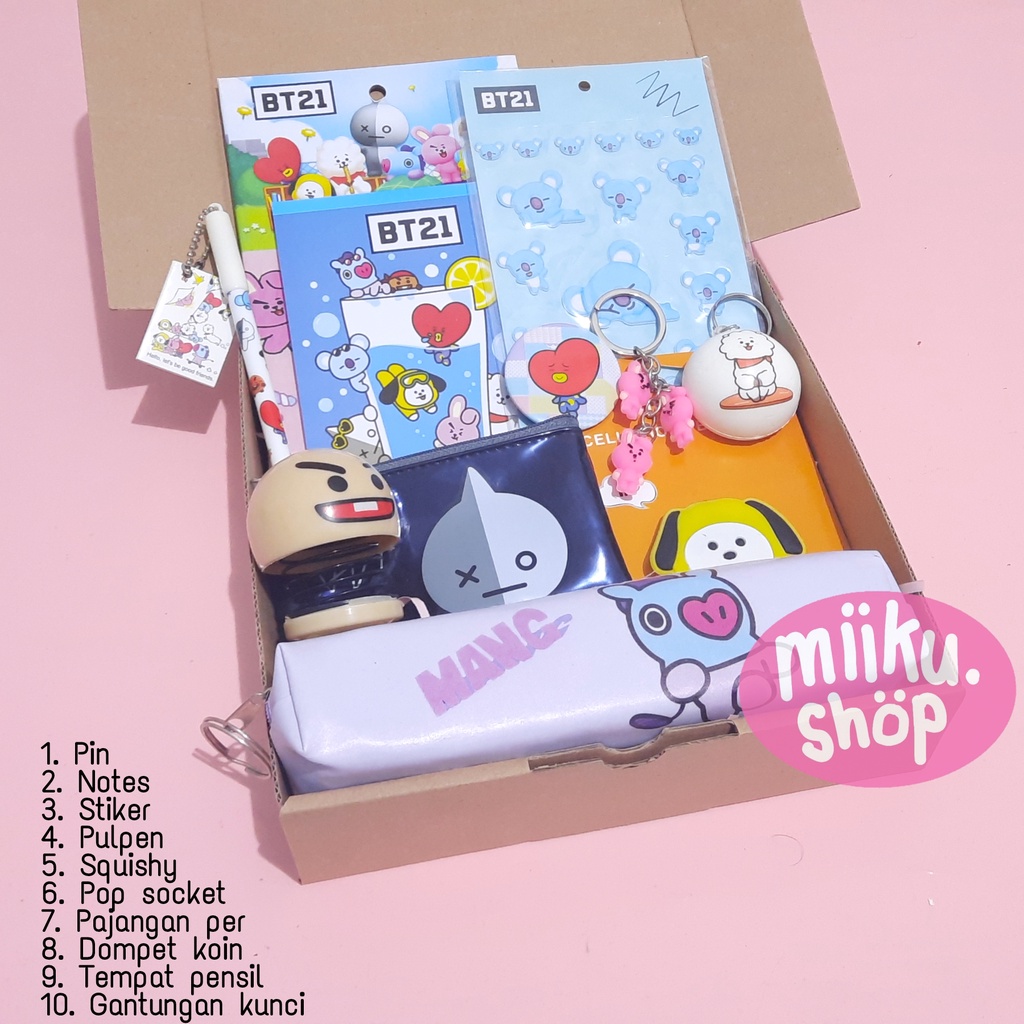 

RB KADO HAMPERS GIFT BOX ALAT TULIS CHIMMY COOKY TATA KOYA RJ SHOOKY MANG VAN