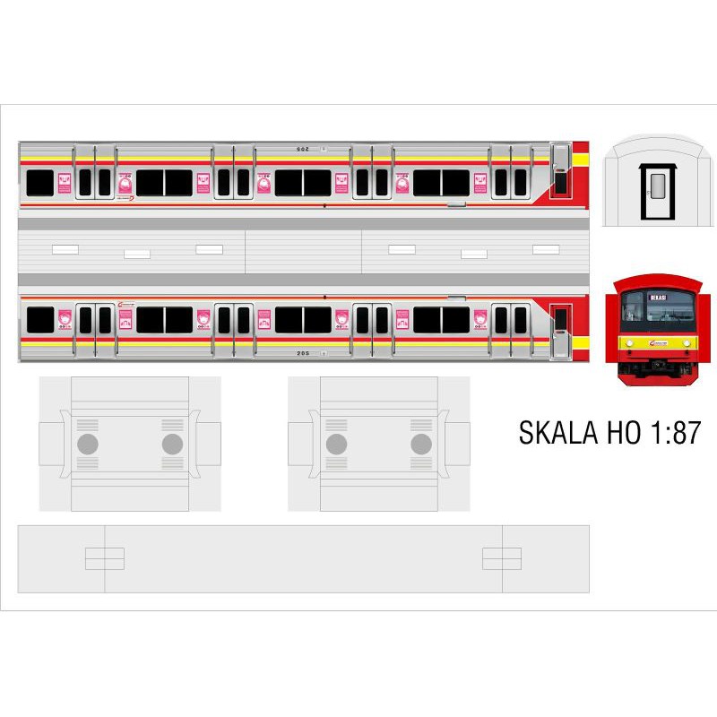 Stiker Pola Kereta Api Listrik KRL JR 205