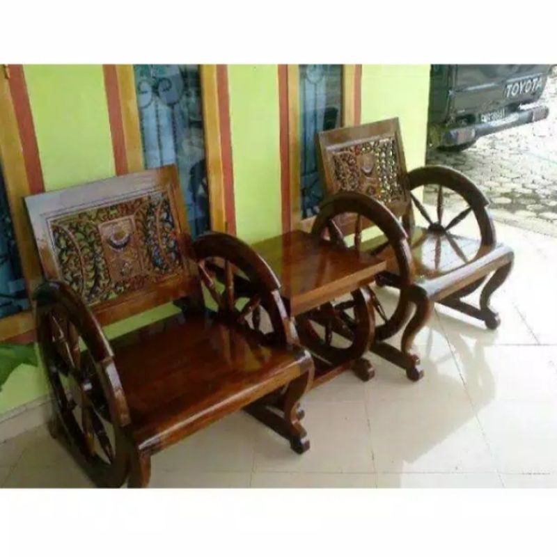 Kursi teras roda kursi teras antik jati ukir Jepara