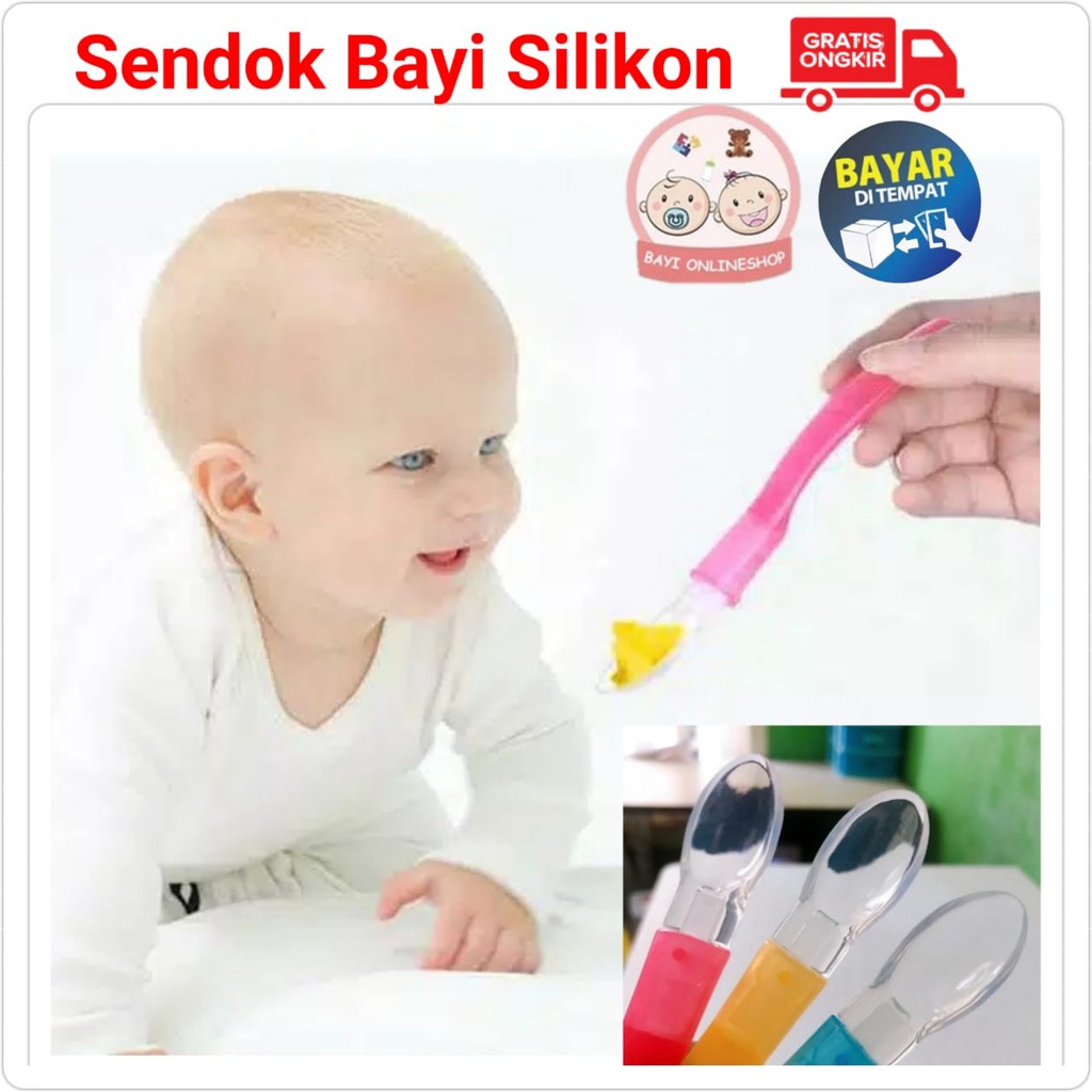 (BC) SENDOK MAKAN  BAYI SILIKON BABY SILICONE SPOON PERALATAN PERLENGKAPAN MAKAN MPASI