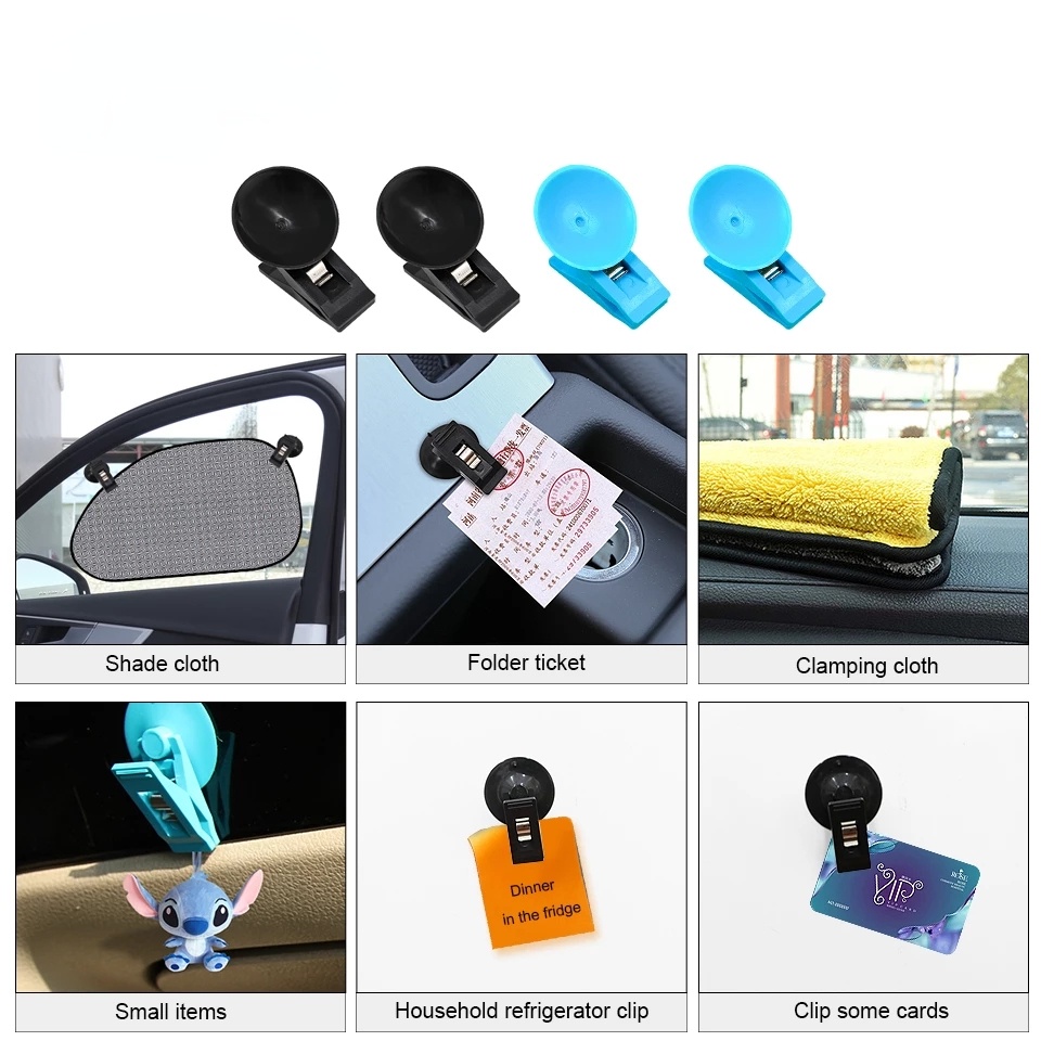 1 Pasang Klip Suction Cup Bahan Plastik Warna Hitam Untuk Tirai / Handuk / Tiket